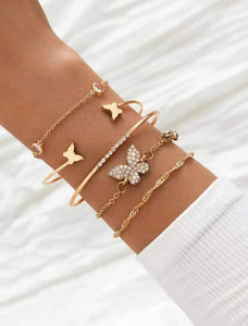 5PCS RHINESTONE BUTTERFLY BRACELET